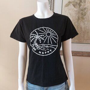 "Be Happy" Black & White 100% Cotton T-shirt